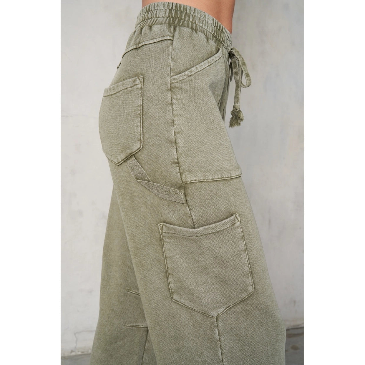 Garment Washed Terry Cargo Sweatpants