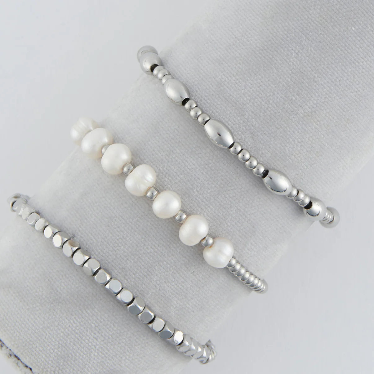 Narelle Waterproof Multi Genuine Pearl Stretch Bracelet Set