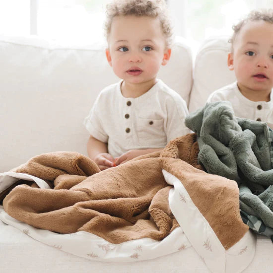 Saranoni Cedar Satin Border Receiving Blanket