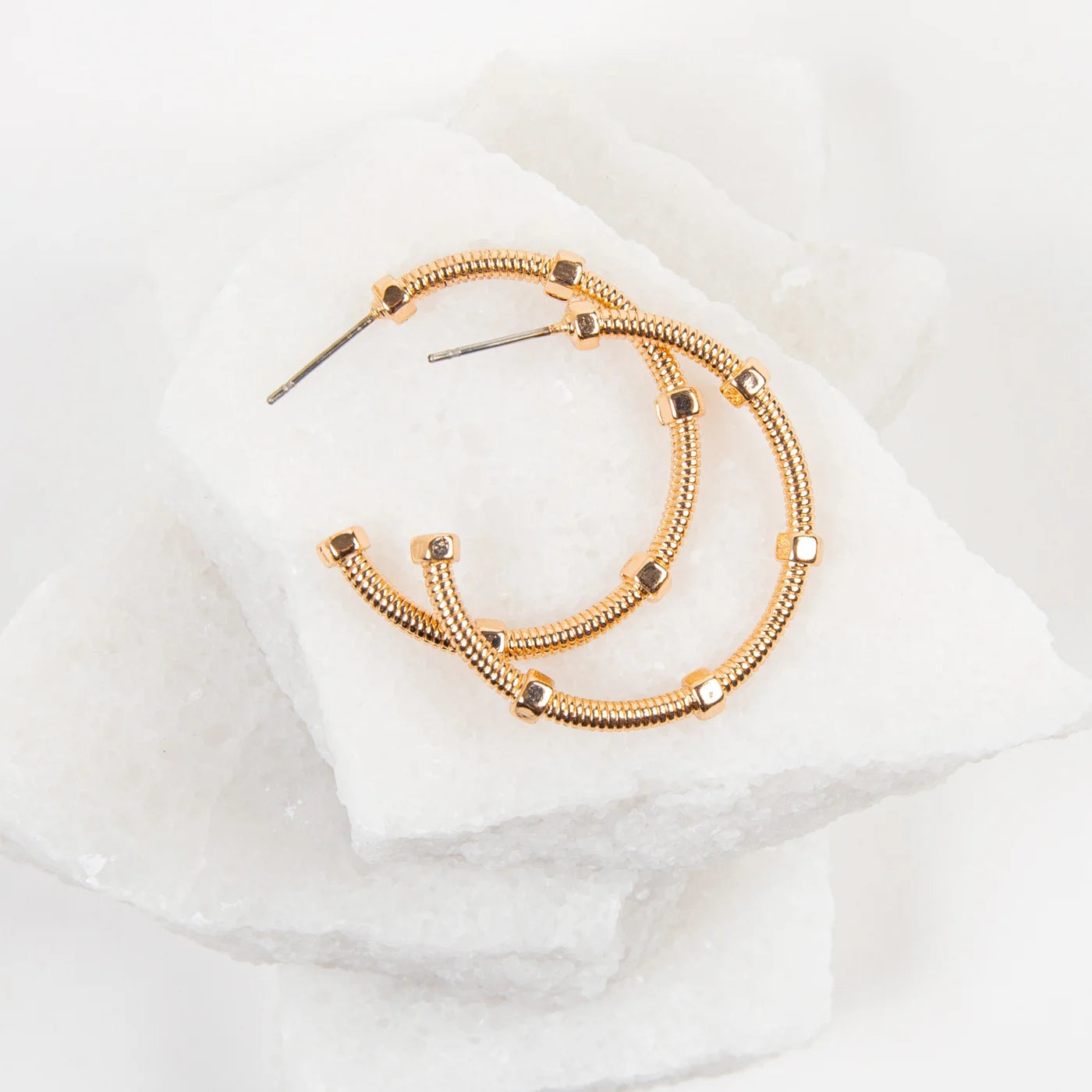 Howard's Jewelry Women's Medium Textured C Hoop Earrings