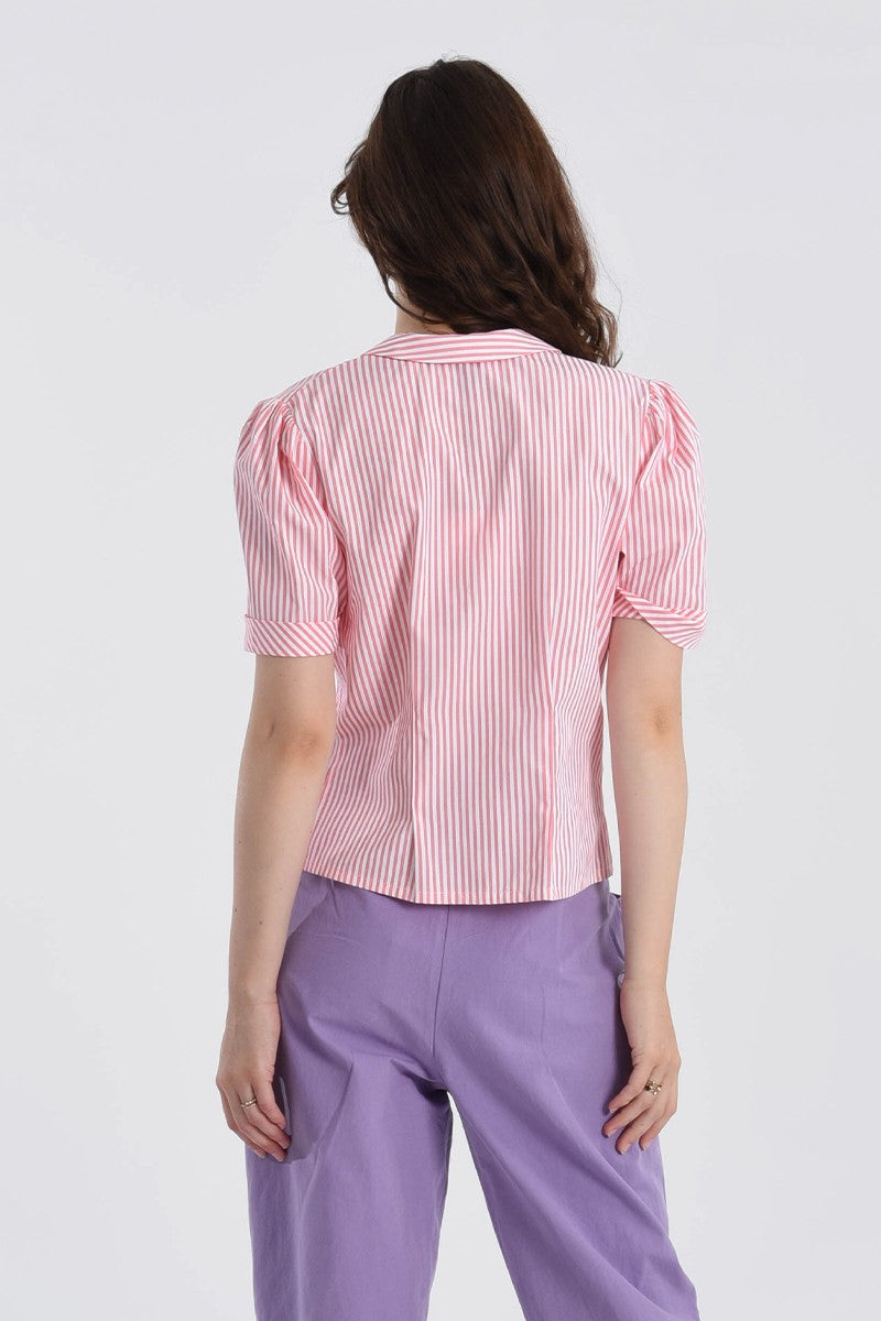 Lili Sidonio Striped Fitted Shirt Coral