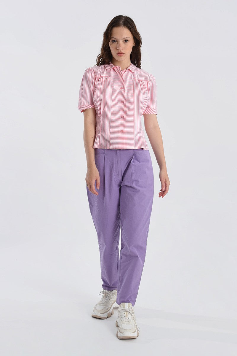 Lili Sidonio Striped Fitted Shirt Coral