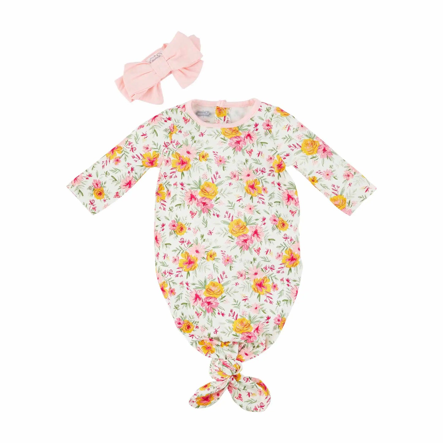 Pink Floral Gown And Headband