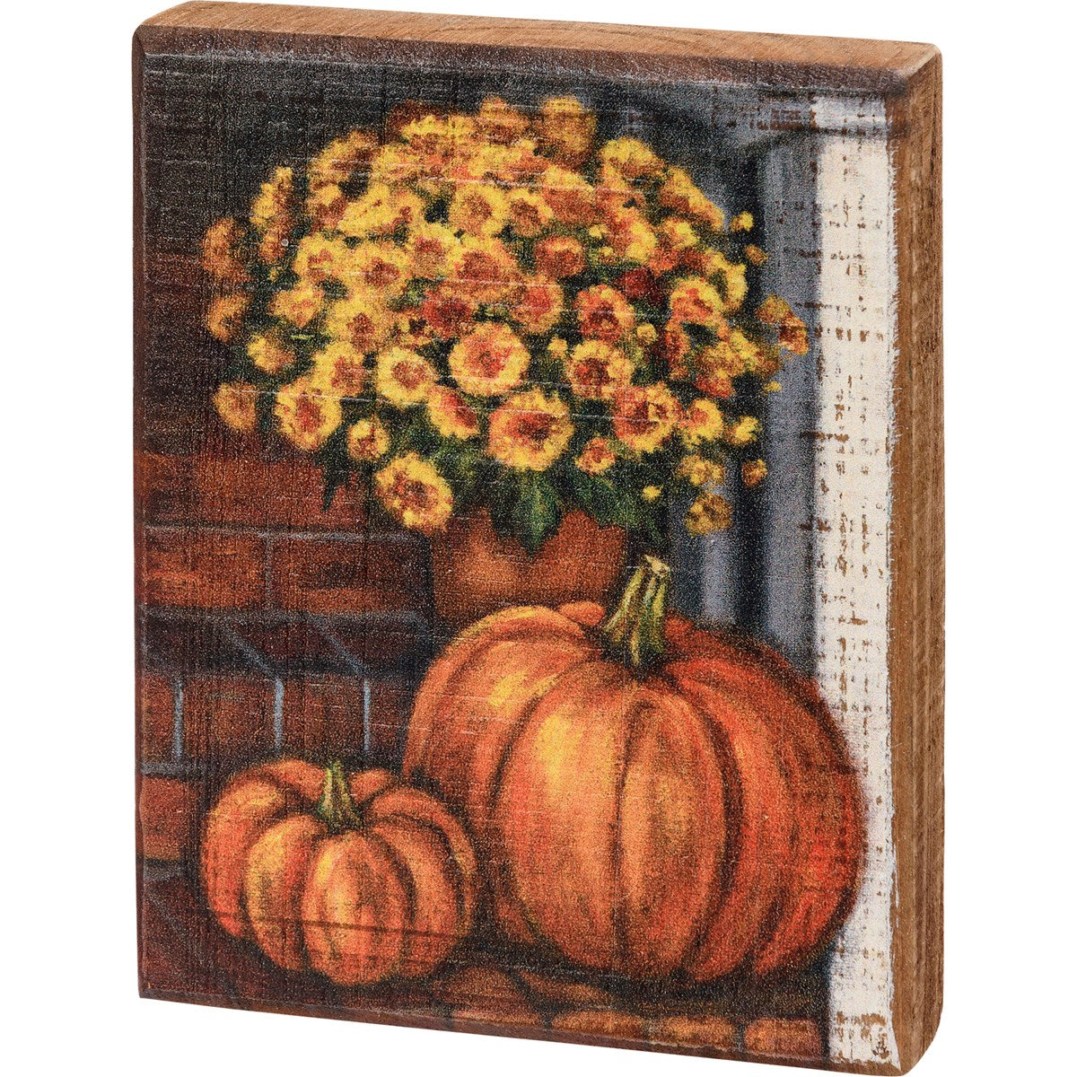 Porch Steps And Pumpkins Block Sign