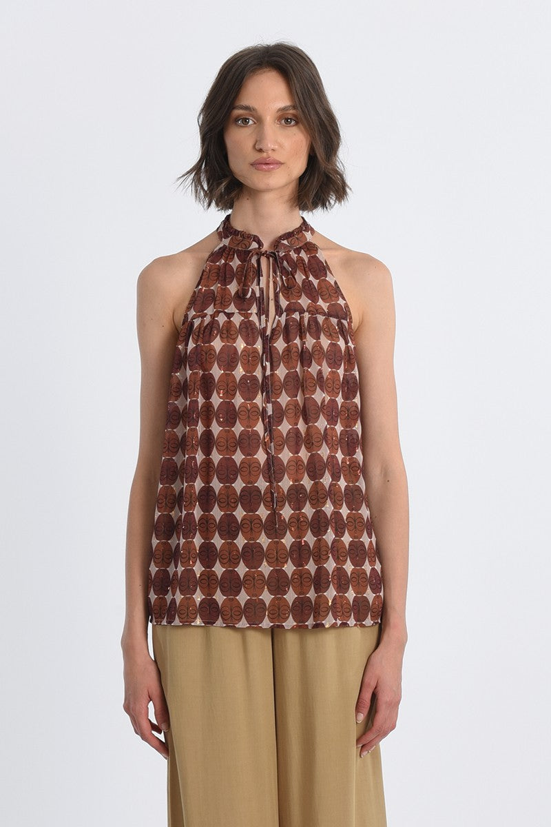 Molly Bracken American Armhole Print Top