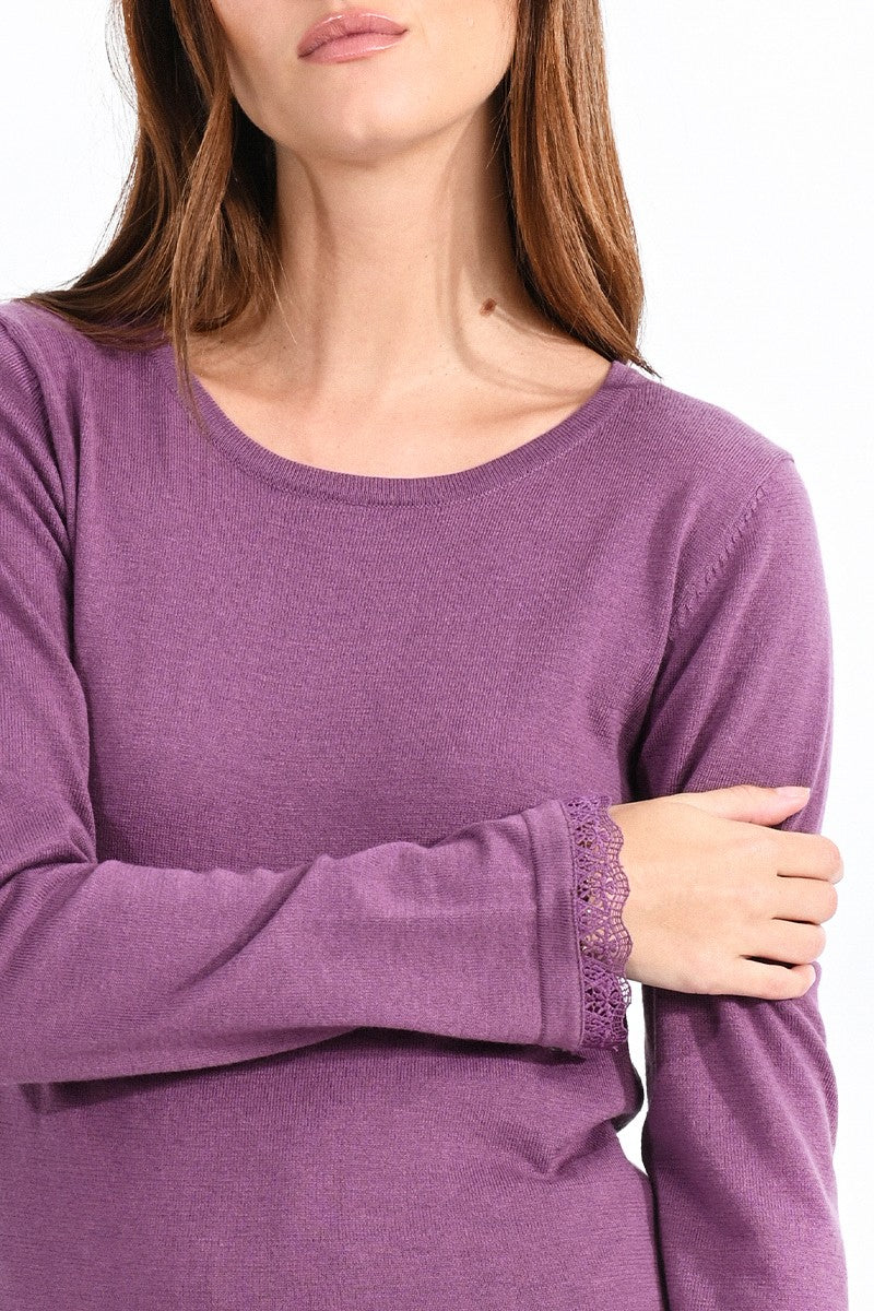 Molly Bracken Sweater With Lace Cuffs