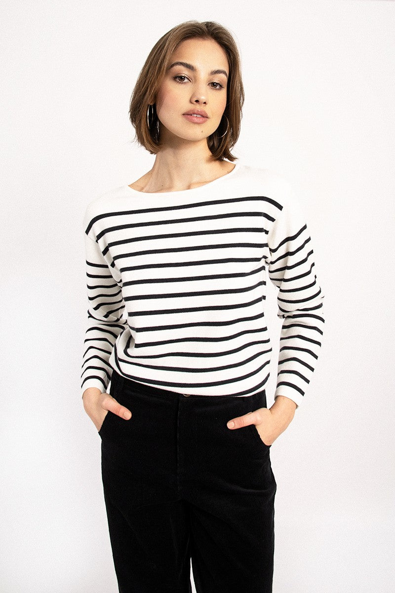 Molly Bracken Striped Sweater With Back Buttons