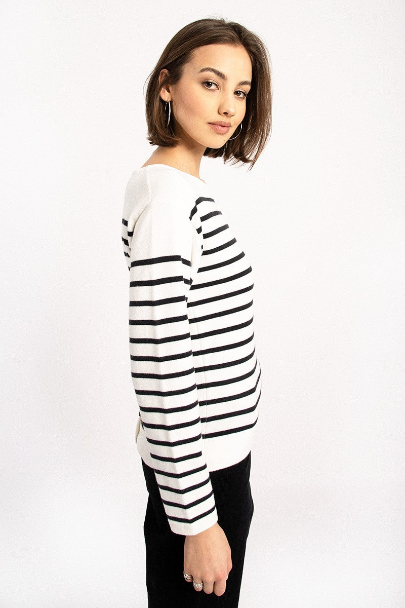 Molly Bracken Striped Sweater With Back Buttons