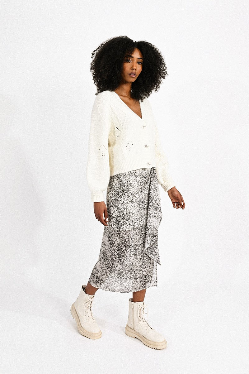 Molly Bracken Mixed Rib Knit Cardigan