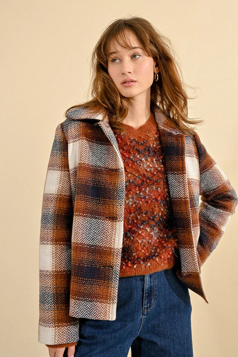 Molly Bracken Short Checked Coat