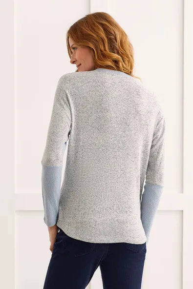 Tribal Color Block Combo Knit V-Neck Sweater