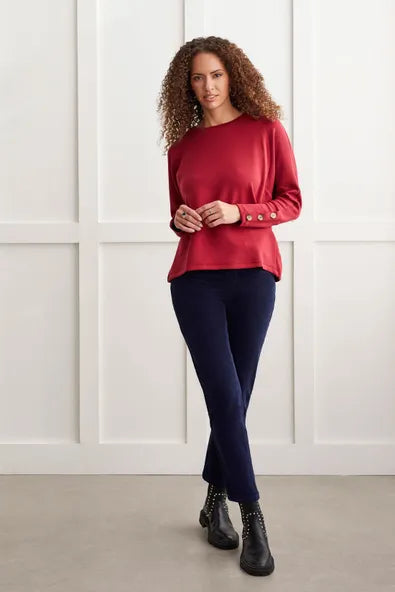 Tribal Scuba Knit Raglan Top With Buttons