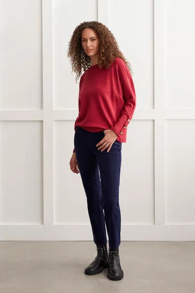Tribal Scuba Knit Raglan Top With Buttons