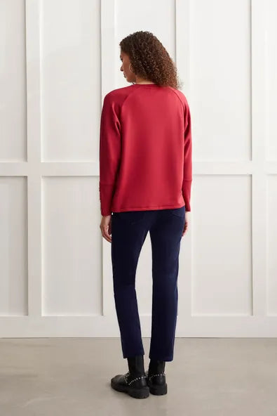 Tribal Scuba Knit Raglan Top With Buttons