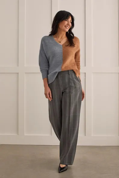 Tribal Pleated Plaid Wide-Leg Trousers