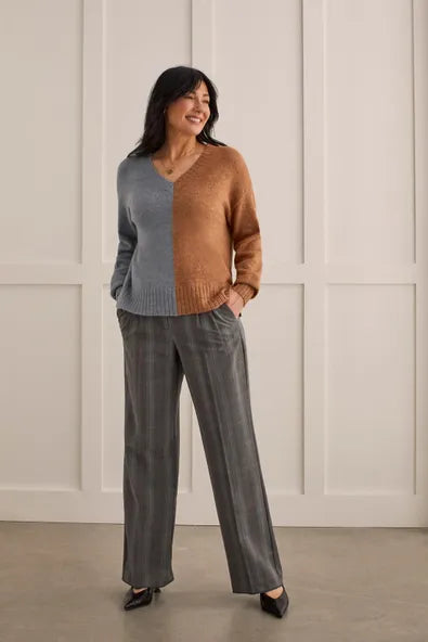 Tribal Two-Tone V-Neck Sweater