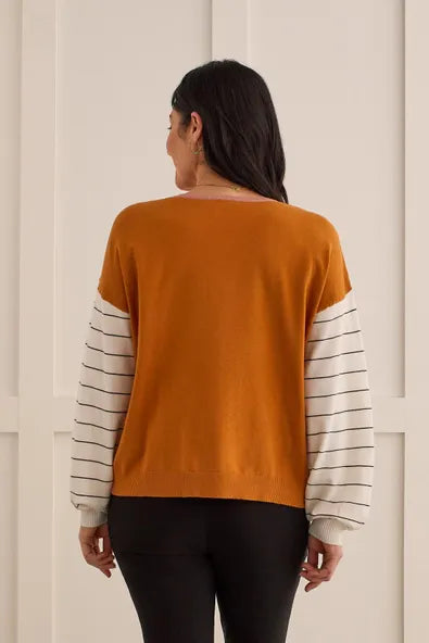 Tribal Combo Long Sleeve V-Neck Sweater