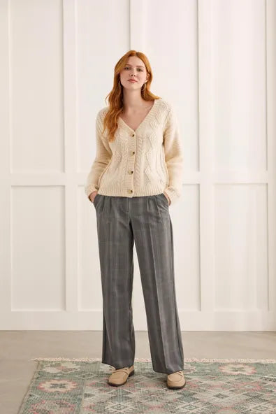Tribal Cardigan Sweater With Faux Horn Buttons