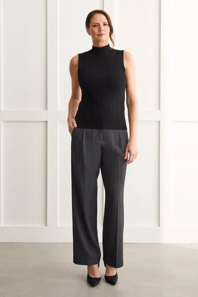 Tribal Textured Sleeveless Mock Neck Top