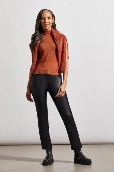 Tribal Textured Sleeveless Mock Neck Top