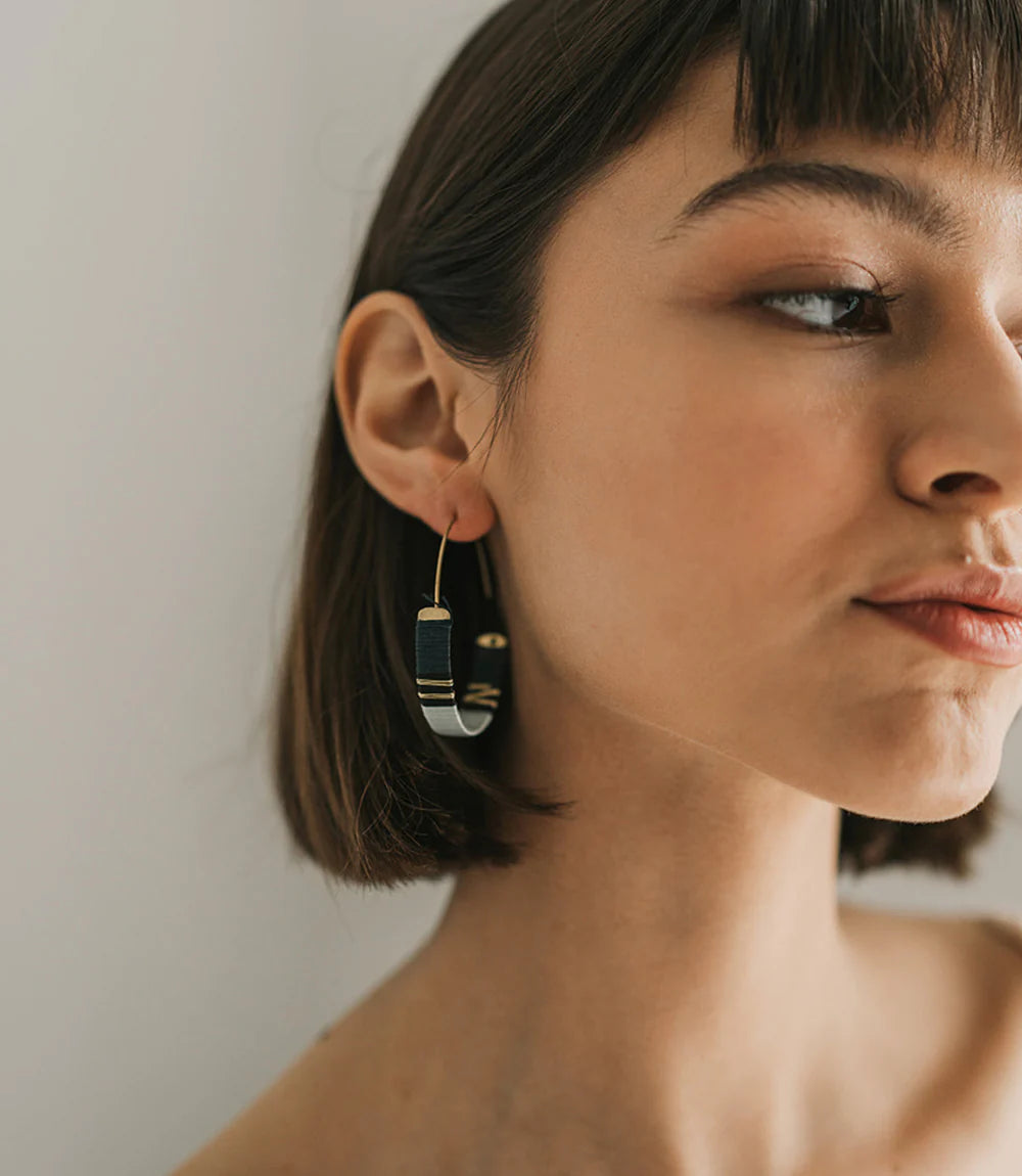 Kaia Gold Hoop Earrings-Blue