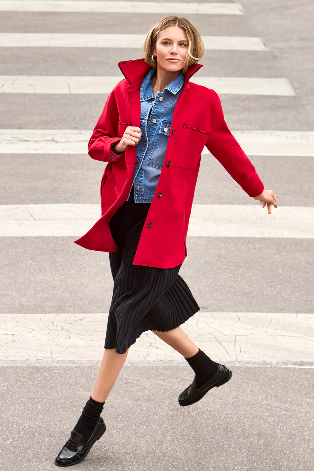 Tribal Button-Up Jacket With Blanket Stitching