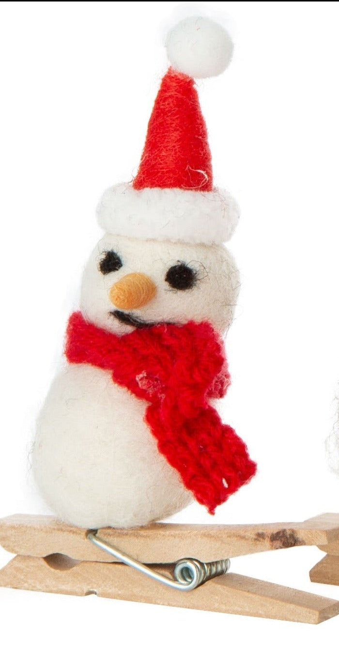 Felt Santa and Snowman Clip-On Ornaments