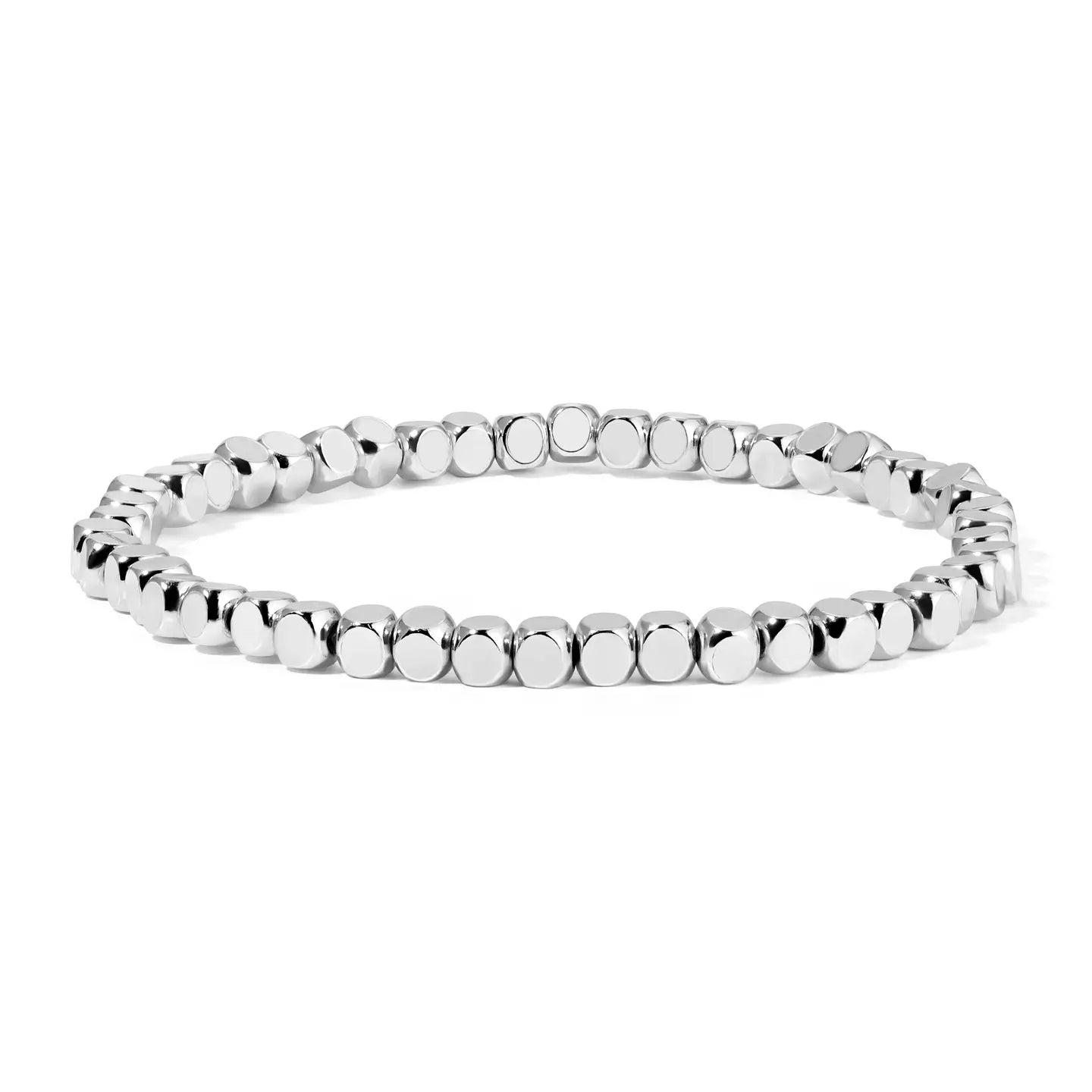 Silver Cube Bead Bracelet