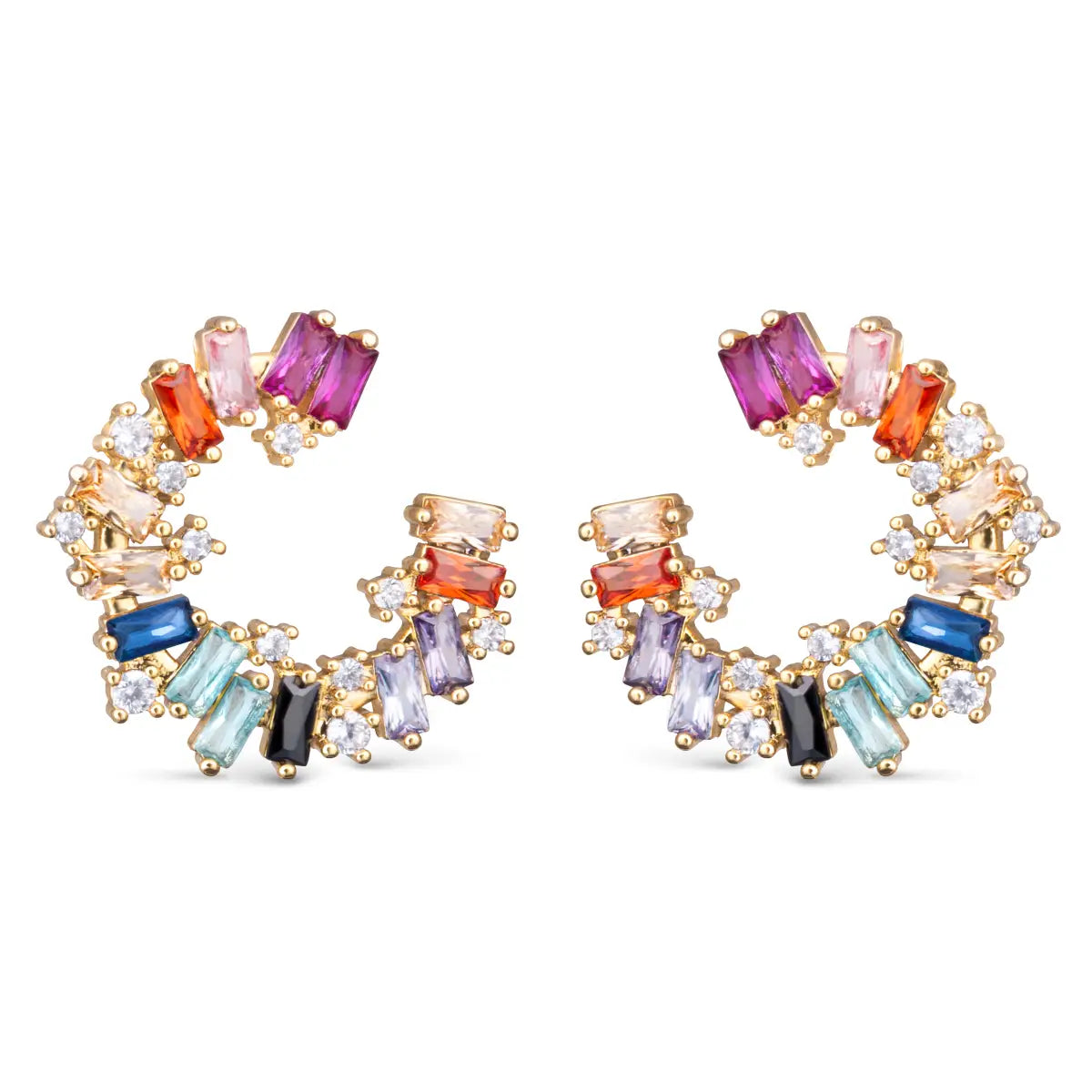Multi-Color Cz Open Circle Earrings