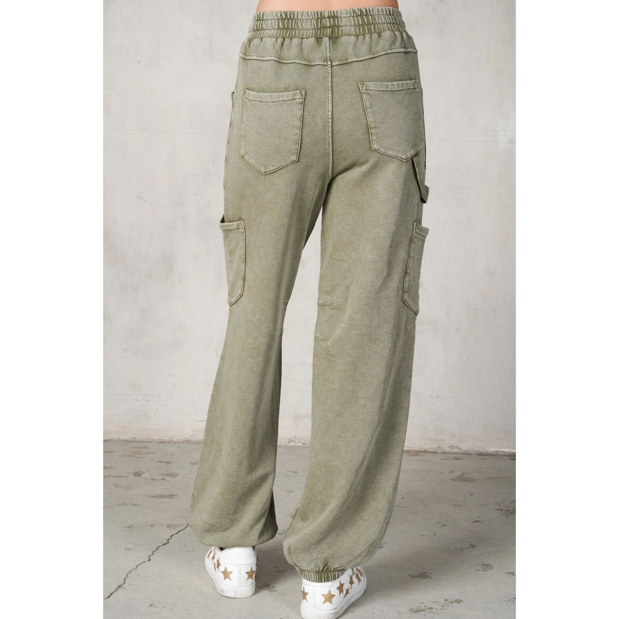 Garment Washed Terry Cargo Sweatpants