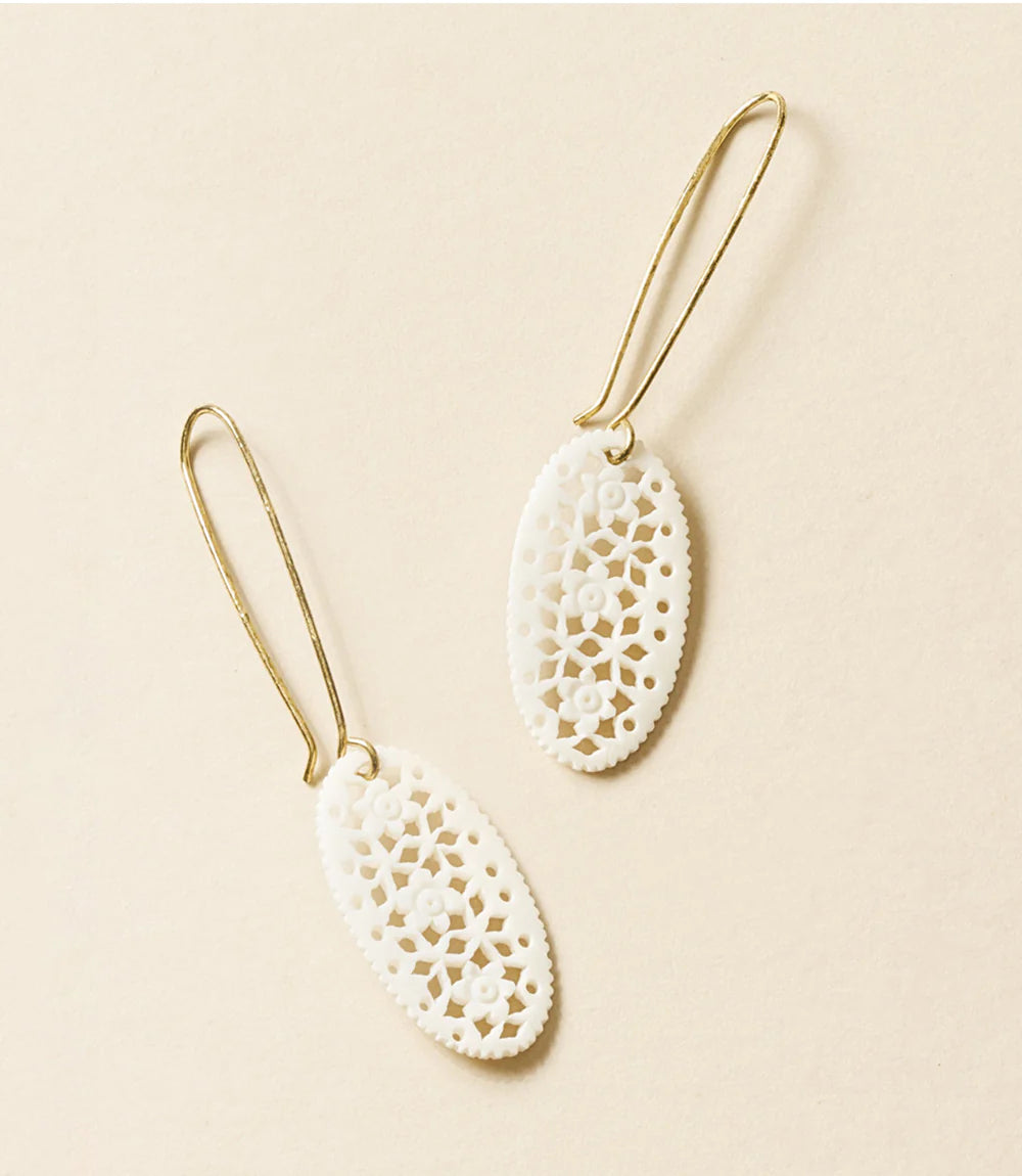 Charu Filigree Bone And Brass Drop Earrings