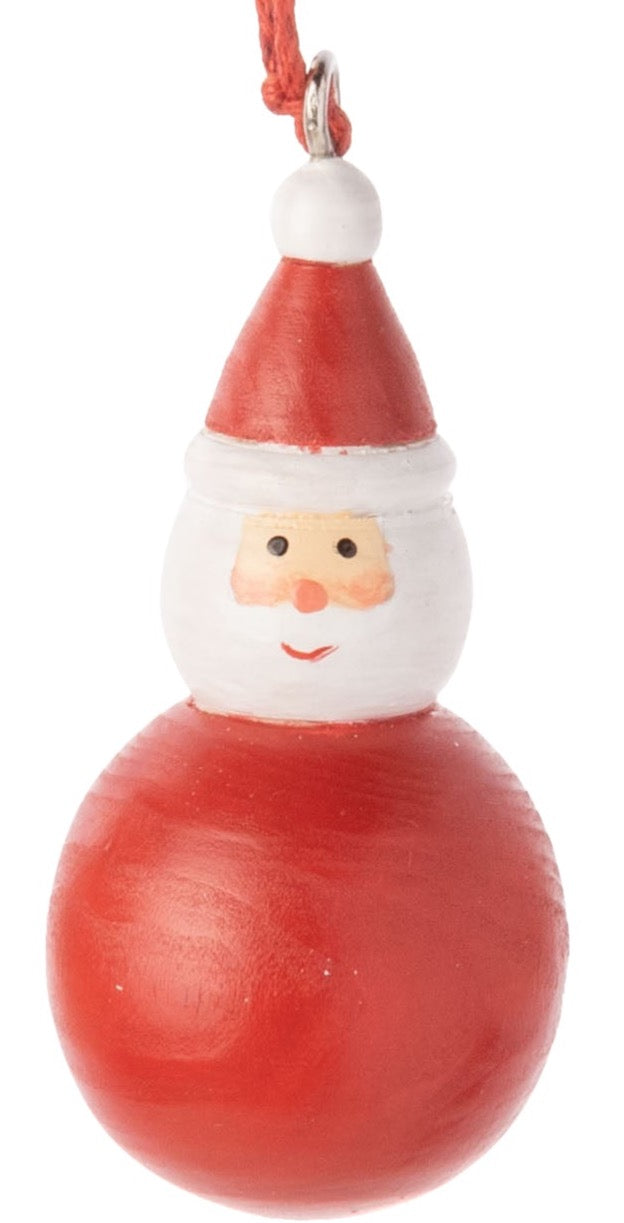 Mini Wood Ornaments With Bells Santa