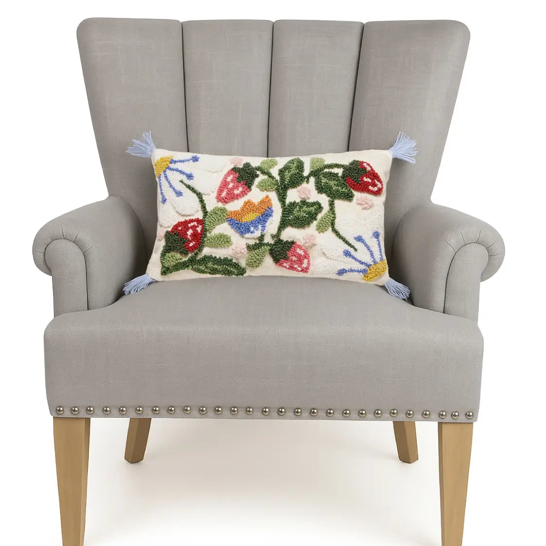 Strawberry Garden Tufted Hook Pillow