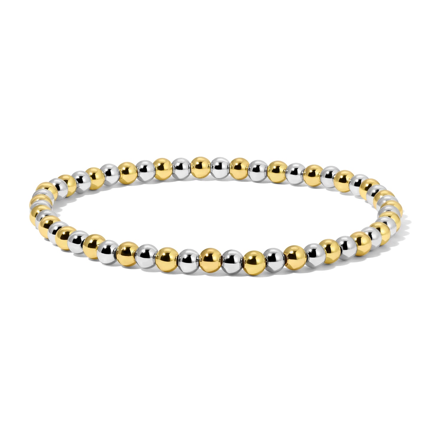 Silver And Gold Round Bead Bracelet