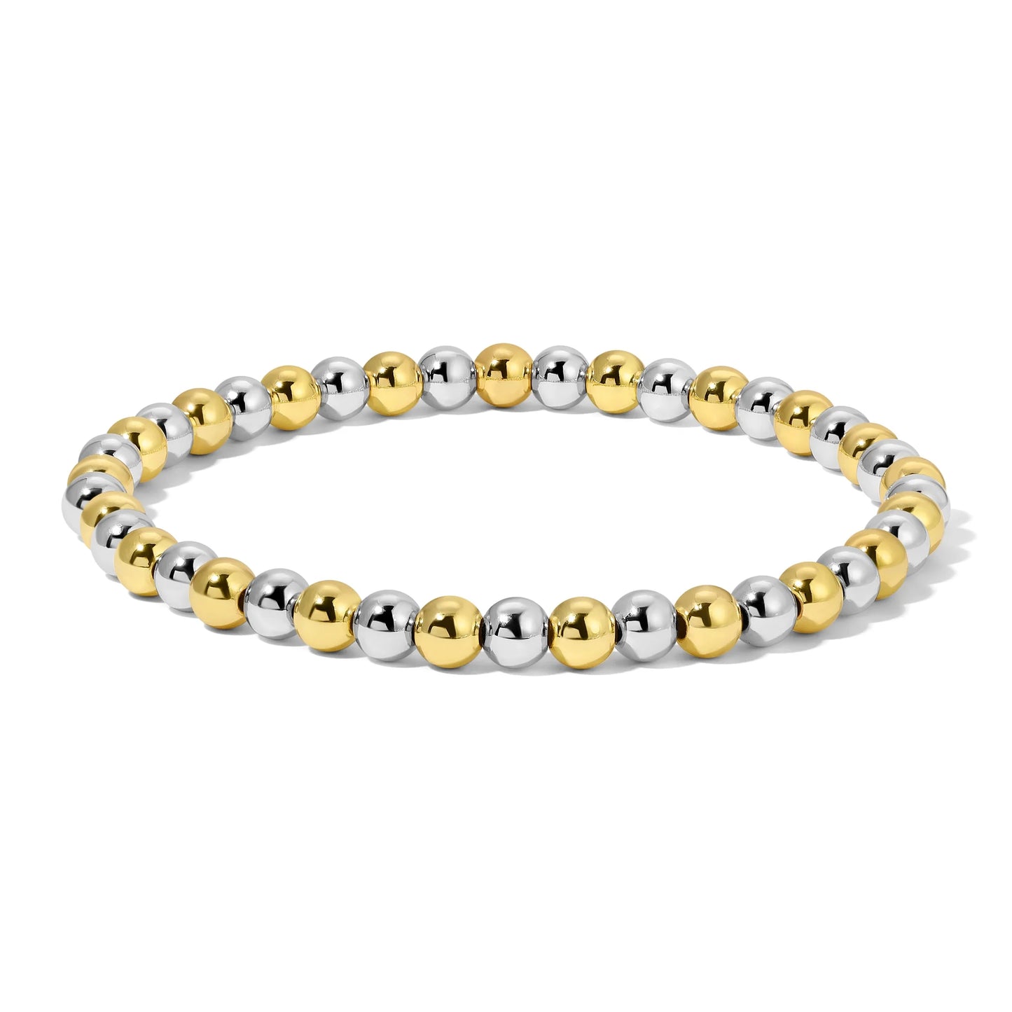 Silver And Gold Round Bead Bracelet