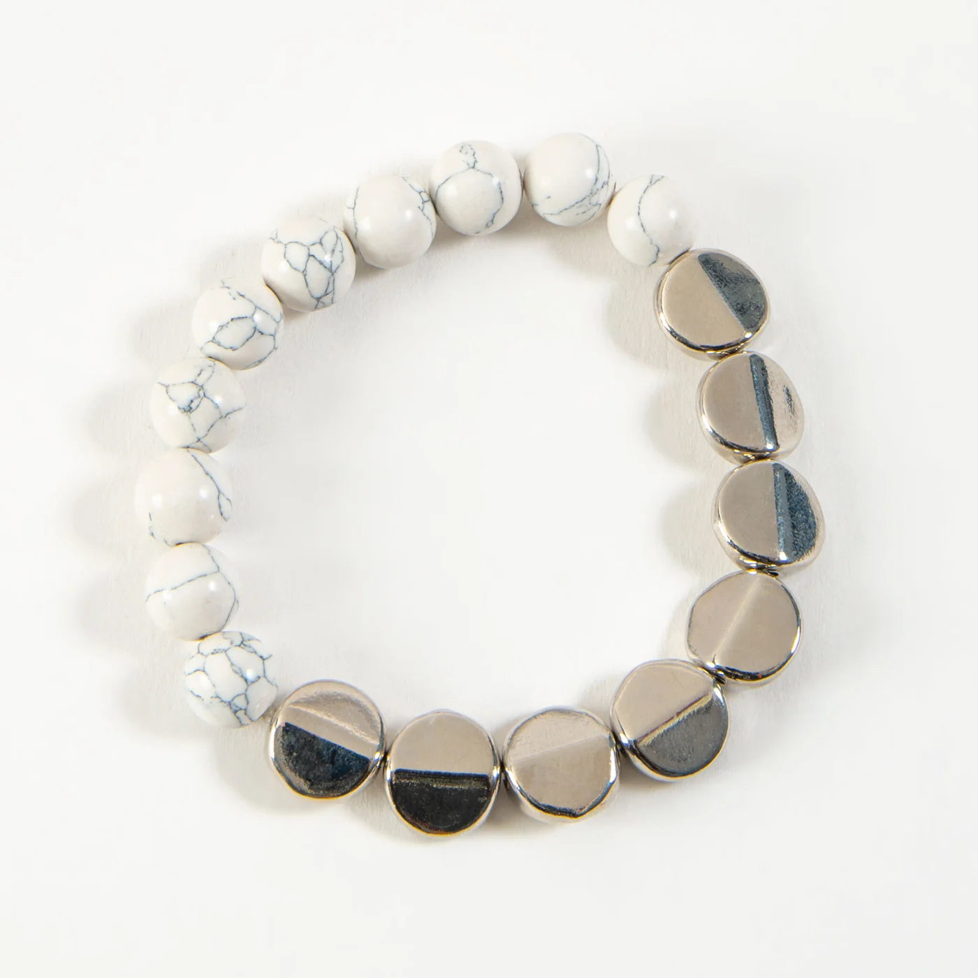 Sasha Disc Beaded Bracelet White