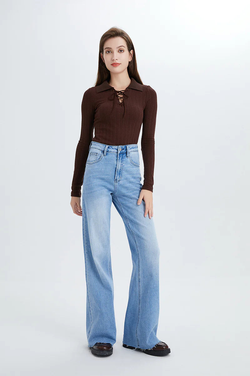 Bayeas High Rise Light Wash Wide Leg Pant