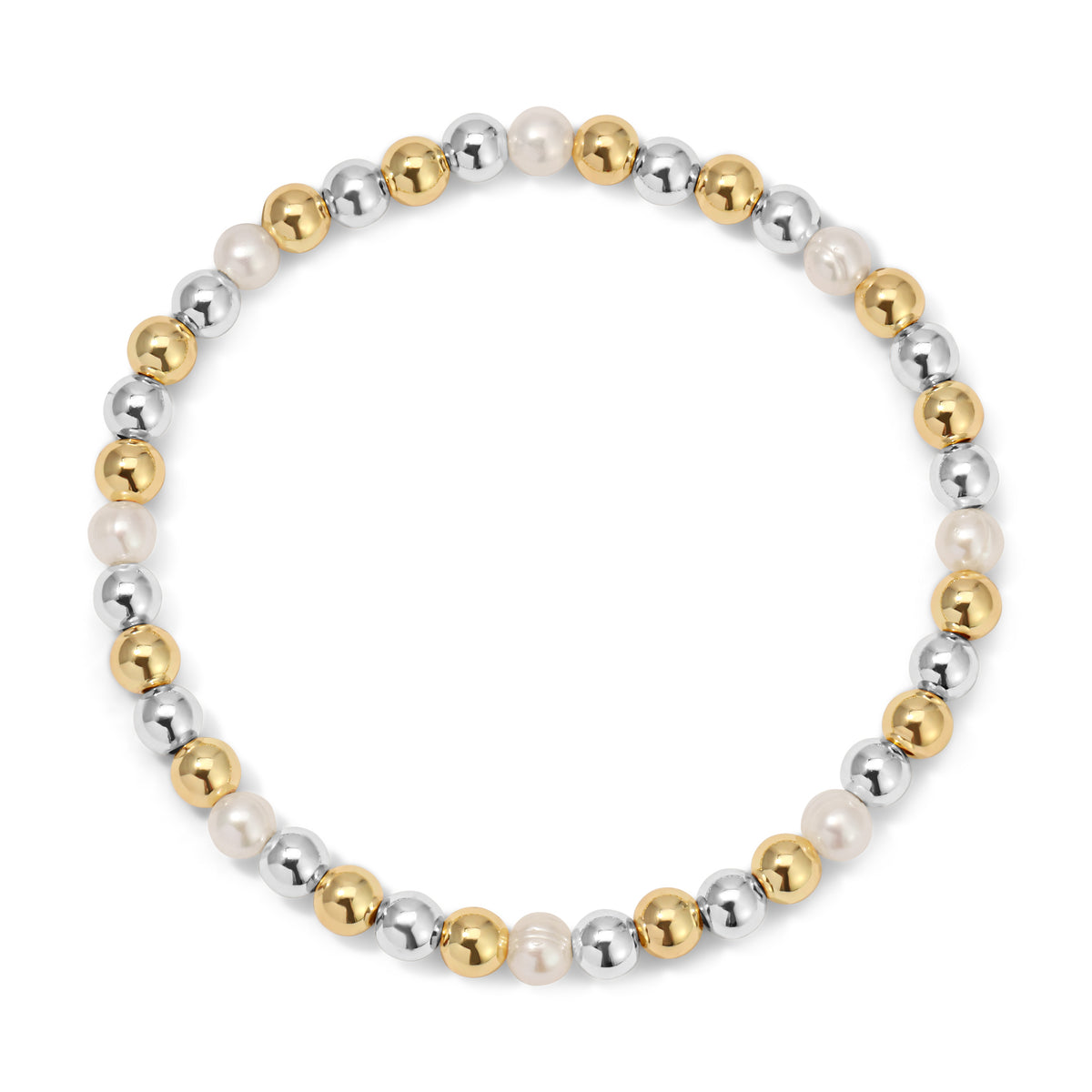 Silver-Gold Mixed Pearl Bracelet