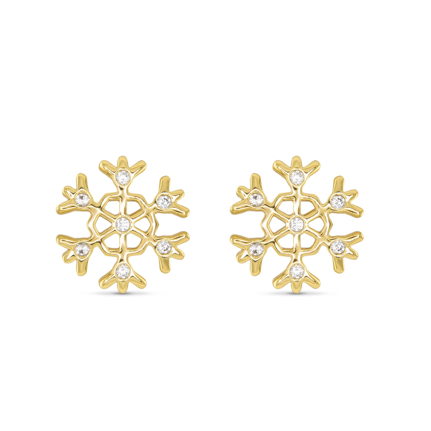 Gold CZ Snowflake Earrings
