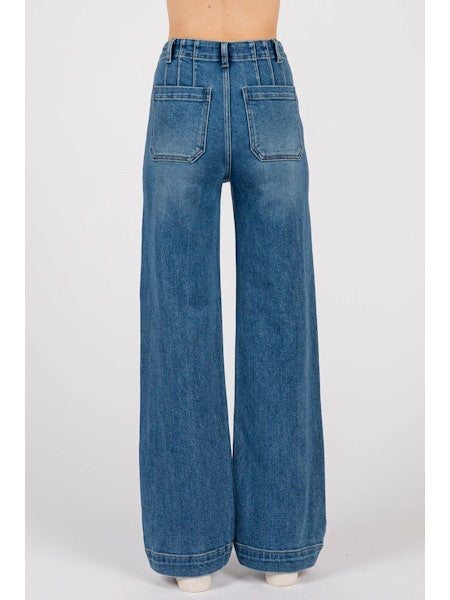 L.T.J. Wide Leg Jeans With Front Welt Pockets