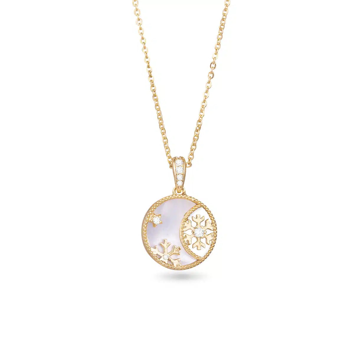 Gold Snowflake Ornament Necklace