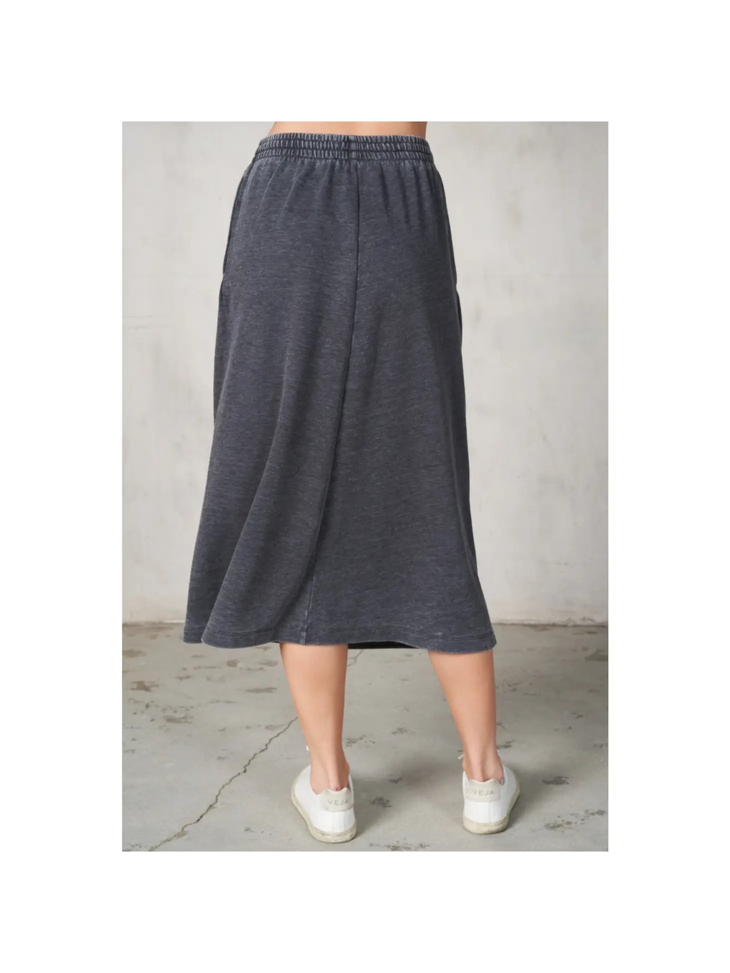 LaLaMia Burn Out Terry Midi Skirt Charcoal