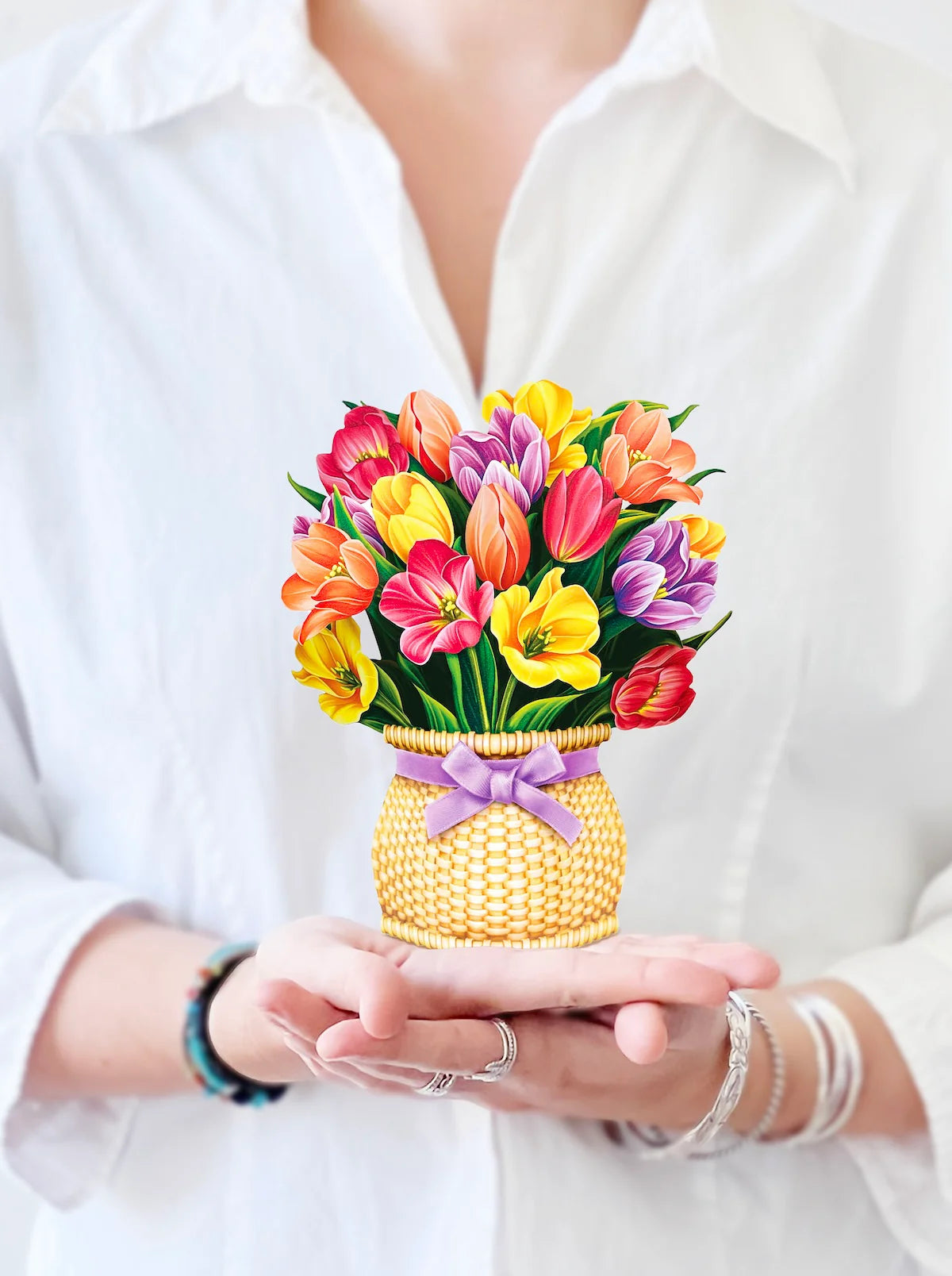 Fresh Cut Paper Mini Bouquet Festive Tulips