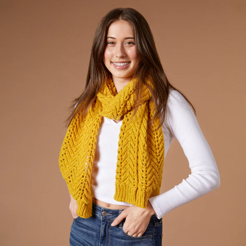 Chevron Knit Scarf Mustard