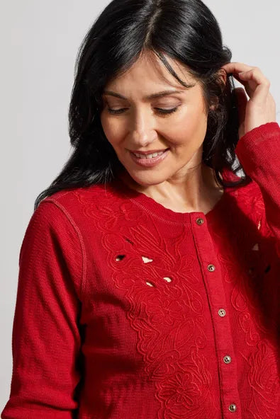Tribal Embroidered Button-Up Top