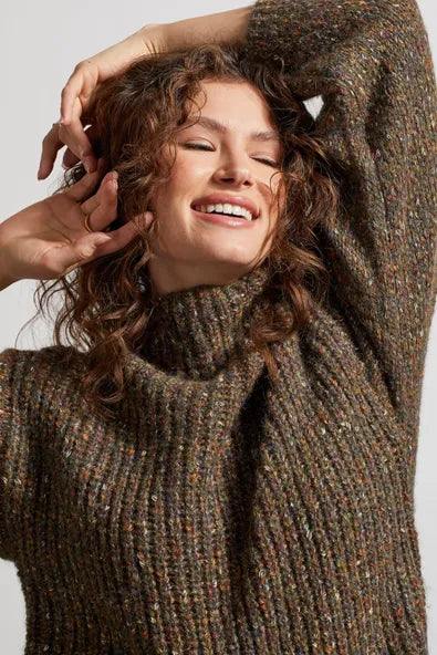 Tribal Popcorn Knit Oversize Sweater