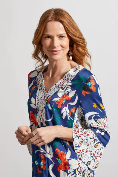 Tribal Combo Print Bell Sleeve Blouse