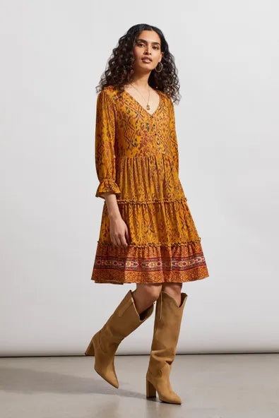 Tribal Flowy Printed Peasant Dress