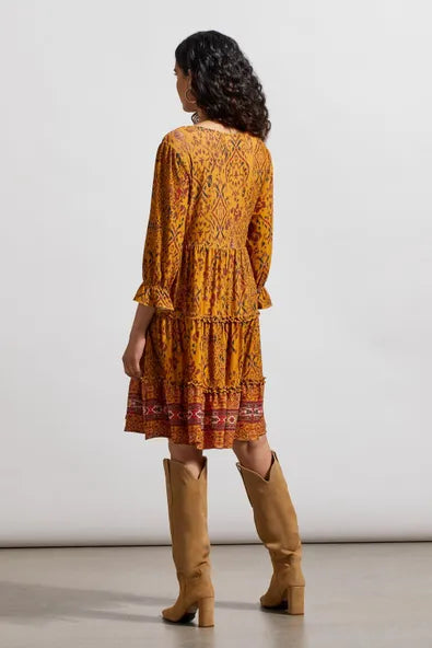 Tribal Flowy Printed Peasant Dress