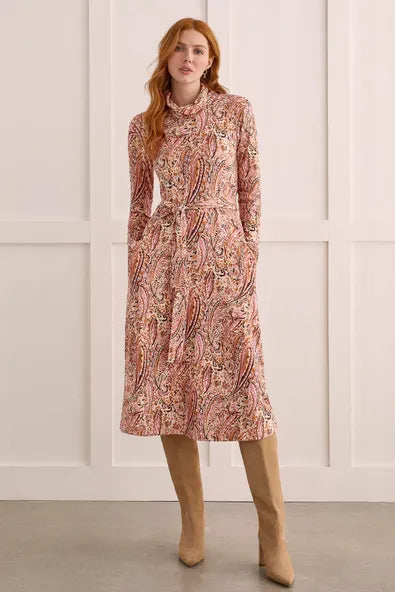 Tribal Ultra Soft Turtle Neck Midi Dress